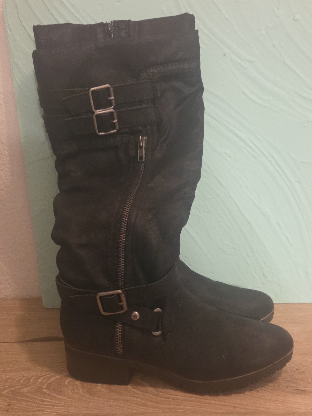 Kohl's Black Buckle Heeled Boots